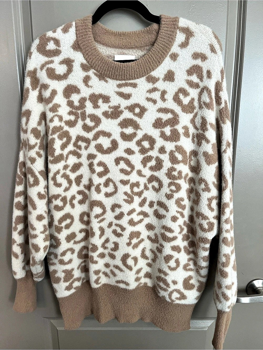 Aerie Leopard Buttercream Oversized Sweater